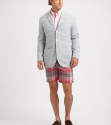 Light-as-air seersucker cotton lends preppy sensibility to a handsome sportcoat, cut in a trim, modern silhouette for impeccable style.ButtonfrontChest welt, waist flap pocketsRear ventAbout 30¼ from shoulder to hemCottonDry cleanImported