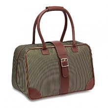 Wings Stripe, Hartmann's newest luxury designer collection, complements the original signature Diamond Jacquard pattern. The fabric is treated with a durable water-repellent finish for lasting protection. The 400 denier 100% nylon packcloth lining is treated to repel moisture and stains. This fashion forward striped design in hues of gold and black is accented with cognac belting leather and polished brass hardware. Wings Stripe, Hartmann's newest luxury designer collection, complements the original signature Diamond Jacquard pattern. The fabric is treated with a durable water-repellent finish for lasting protection. The 400 denier 100% nylon packcloth lining is treated to repel moisture and stains. This fashion forward striped design in hues of gold and black is accented with cognac belting leather and polished brass hardware.