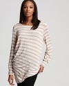 Classic stripes cleverly juxtapose a hypermodern asymmetrical silhouette in this sumptuously slouchy Kain sweater.