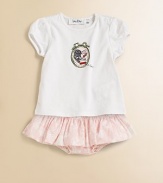 For your Dior baby, a sweet and plush tee with capped sleeves and a colorful graphic.Ribbed crewneckShort cap sleevesShoulder buttonsCottonMachine washImported