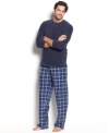 Sleep or unwind in style with this matching fleece set by Club Room.