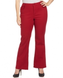 Featuring a colored wash, Jones New York Signature's plus size bootcut jeans are must-haves for the season!