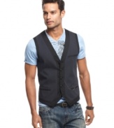 Stay on-point with on-trend style with this pinstripe vest from INC International Concepts.