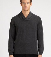 An everyday essential with a sophisticated shawl collar and ribbed detailing.Shawl collarFront button detailsLong sleeves with ribbed cuffsRibbed hemMerino woolDry cleanImported