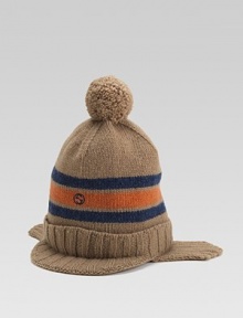 A super warm, super snuggly style in wool tricot with bold signature stripes, cozy earflaps and a giant pompom.Ribbed constructed brim Ear flaps Wool Made in Italy