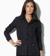Tailored from sleek, airy polyester, this jacket from Lauren by Ralph Lauren is the ultimate in chic style with spacious oversized pockets and genuine L-RL Lauren Active buttons.