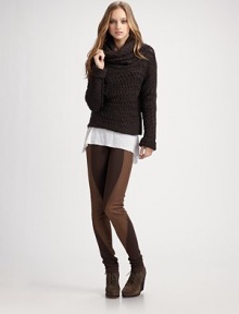 An equestrian-inspired design gets a hyper-modern makeover, creating a bold and textural look.Zip fly Skinny fit Rise, about 10 Inseam, about 35 68% viscose/27% polyamide/5% elastene; dry clean Made in USA An equestrian-inspired design gets a hyper-modern makeover, creating a bold and textural look.Zip fly Skinny fit Rise, about 10 Inseam, about 35 68% viscose/27% polyamide/5% elastene; dry clean Made in USA