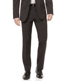 No matter your size, these modern slim-cut pants from Calvin Klein can help you achieve a leaner silhouette. No matter your size, these modern slim-cut pants from Calvin Klein can help you achieve a leaner silhouette.
