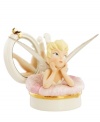 One pretty pixie, Tinker Bell puts her feet up in a compact with a pink powder puff. Delicate glaze and gold detail in Lenox fine china make it a Disney collectible all her fans will cherish. Qualifies for Rebate