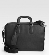 Protect your investment with this stylish computer case rendered in textured saffiano leather.Zip closureDouble top handlesAdjustable shoulder strapInterior pockets15¾W x 12H x 11DMade in Italy