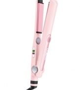 Get silky straight hair as you do your part to flatten the threat of breast cancer. This vibrant pink flat iron features 1 ceramic plates that heat up in just 30 seconds to help give you the style you desire. Two-year warranty. Model CS3B.