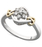Petal perfect. This petite floral-shaped ring shines with the addition of round-cut diamonds (1/5 ct. t.w.). Crafted in sterling silver with 14k gold accents. Size 7.