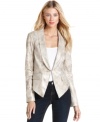 Spice up your look with a petite blazer from INC, made modern with snakeskin-style printed fabric and a structured cut! (Clearance)