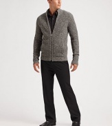 A richly textured throw-and-go layer is shaped in cloud-soft Italian baby camel with a full-zip and sporty stand collar. Zip frontWaist slash pocketsAbout 27 from shoulder to hemBaby camelDry cleanImported