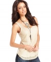 A lace overlay adds delicate sweetness to this Lucky Brand Jeans top -- perfectly paired with your fave denim!