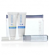 Keep your smile healthy and radiant no matter where you land with our perfectly portable Jet Set Travel Kit. Our AM and PM Toothpastes and a travel toothbrush, nestled snugly in a chic and functional zip bag helps you stick to your beautiful smile routine in any time zone.Includes 1 oz. AM Toothpaste, 1 oz. PM Toothpaste, plus a travel toothbrush. 5 W x ½ D x 4 H 