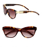 A retro, resin cat's-eye frame is complimented by requisite logo-detailed temples. Available in havana with gradient brown lens or black with smoke lens.Metal logo temples100% UV protectionMade in Italy
