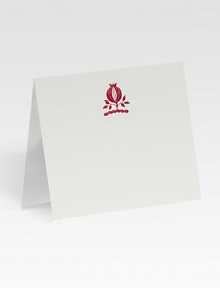 Tented place cards with a classic pomegranate motif engraved in deep red varnish ink.Set of 12About 2.25 X 3.25Hand-engravedMade in USA