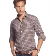 It's never a bad day in plaid. Pop this shirt from Tallia Orange into your daily rotation.
