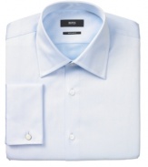 Nothing can beat a classic. Clean up your act with this solid white shirt from BOSS by Hugo Boss.