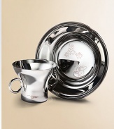This heirloom quality stainless steel set is the perfect gift for a child, designed by Alfredo Haberli.Mirror finishSigned by artistCup: 2.75H X 4.3W Imported