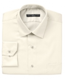 Crafted in convenient wrinkle wash fabric and expertly tailored for the modern man, this fitted Geoffrey Beene dress shirt jump-starts any guy's workweek wardrobe. Crafted in convenient wrinkle wash fabric and expertly tailored for the modern man, this fitted Geoffrey Beene dress shirt jump-starts any guy's workweek wardrobe.