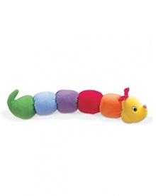 A soft, bright, and colorful caterpillar that includes all the learning features of color-teaching and sound activities in each segment which tinkle. crinkle, rattle, and squeak. A soft, bright, and colorful caterpillar that includes all the learning features of color-teaching and sound activities in each segment which tinkle. crinkle, rattle, and squeak.