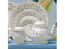Toscana is a festive pattern with cheerful colorwashes on a beautiful French faience body. Toscana is a festive pattern with cheerful colorwashes on a beautiful French faience body.