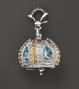 Inspired by Zen philosophy, this polished sterling silver Raja meditation bell from Paul Morelli is set with blue topaz and yellow citrine.