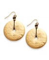 Totally textured. A distinctive hammered design stands out on these dramatic disk earrings from Lauren by Ralph Lauren. Strung from a chic cord, they're crafted in gold tone mixed metal. Approximate drop: 1-1/4 inches.