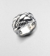 From the Woven Cable Collection. A chunky interwoven low-dome design with a shrimp texture in sterling silver. Sterling silver ½ wide Made in USA
