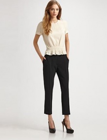 Flat-front style with back besom pockets and a modern, cropped length. Front tab closureSlash pocketsBack besom pocketsInseam, about 2593% polyester/7% polyurethaneDry cleanImportedModel shown is 5'9½ (176cm) wearing US size 4. Flat-front style with back besom pockets and a modern, cropped length. Front tab closureSlash pocketsBack besom pocketsInseam, about 2593% polyester/7% polyurethaneDry cleanImportedModel shown is 5'9½ (176cm) wearing US size 4.