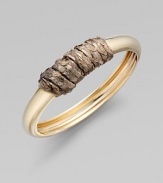 A stunning piece with wrapped snake skin. 14K goldplated Slip-on style Diameter, about 2¼ Made in USA 
