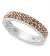 Sweet, stackable sparkle. Round-cut champagne diamonds (1/2 ct. t.w.) adorn the surface of this chic ring. Set in sterling silver. Size 7.