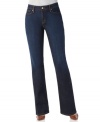 Cool classic 525 Perfect Waist Bootcut jeans by Levi's feature a no-gap elastic inset at the waistband for a fit that contours to your waist to create a perfectly flattering silhouette.