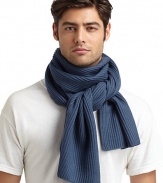 THE LOOKAllover ribbed constructionTHE MEASUREMENT12W X 66LTHE MATERIALExtrafine merino woolCARE & ORIGINDry cleanImported