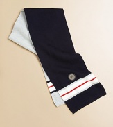 A toasty wool-blend wrap from Italy in handsome stripes with logo detail.50% wool/50% acrylicMade in Italy