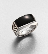 A modern style statement, in sterling silver with chevron detail and highlighted with a black onyx inlay.Sterling silverBlack onyxAbout 1 diamImported