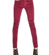 Dress them up or dress them down! These skinny-leg soft corduroy pants from Tinseltown sports a glittery finish and tons of flair.
