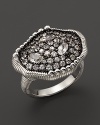 Gleaming white sapphires set in black rhodium organically shaped sterling silver. By Judith Ripka.