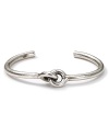 Simple and unique, Giles & Brother silver buckle cuff is essential for a well-dresssed wrist.