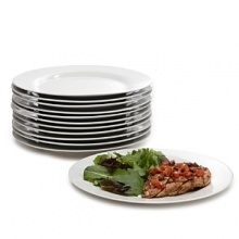 Set of 12 clean, white dinner plates - perfect for catering, large groups or everyday, easy use! Comes in a great cardboard box with handles for storage or transporting. Dishwasher and microwave safe. Set of 12 clean, white dinner plates - perfect for catering, large groups or everyday, easy use! Comes in a great cardboard box with handles for storage or transporting. Dishwasher and microwave safe.