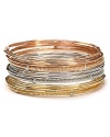 Stacked jewels reign supreme this season, so slip on this set of metallic bangles from RJ Graziano as an effortless way to tap into the trend.
