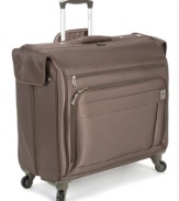 Fly lighter. Crafted from an innovative lightweight Dura-Tec material, this rolling garment bag has a fully integrated fiberglass frame that rolls effortlessly along for the ride. A fully-lined interior keeps your wardrobe wrinkle-free and your belongings in place regardless of any bumps and bruises along the trip.