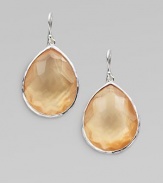 From the Wonderland Collection. A graceful, faceted teardrop-shaped doublet, the warm color of golden honey, combines color-backed mother-of-pearl layered with clear quartz in an elegantly simple sterling silver setting.Mother-of-pearl and clear quartzSterling silverLength, about 1¾Ear wireImported