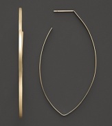 Lana Jewelry's Blake earrings create a wonderfully sleek leaf-like silhouette, a gorgeous 14 Kt. gold hoop to add to your arsenal. Designed by Lana.