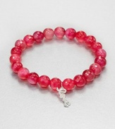 From the Words Collection. A faceted, pink agate beaded bracelet accented with a diamond accented 14k white gold charm. Pink agate14k white goldDiamonds, .12 tcwLength, about 6.5Slip-on styleImported 