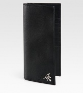 Organize your travel documents, credit cards, cash and more in this modern design set in textured saffiano leather.One billfold compartment7 card slotsZip currency holderLeather4W x 8HMade in Italy