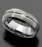 Durable finery. This handsome ring is made of a patented tungsten carbide formula that is strong, heavy & scratch resistant. Featuring a round-cut diamond (1/2 ct. t.w.) and rounded inside for a comfort fit. Size 10.