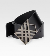 A cage buckle adds new style to an essential look. Brass buckle About 1¼ wide Made in Italy 